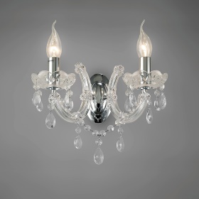 D0024  Gabrielle Glass Wall Lamp 2 Light (Glass Sconce) Polished Chrome